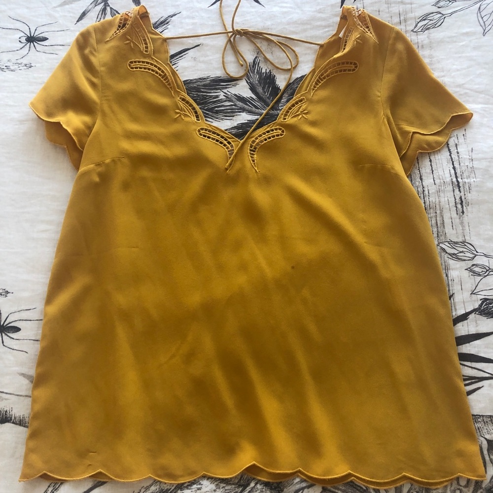 Sezane mustard silk top